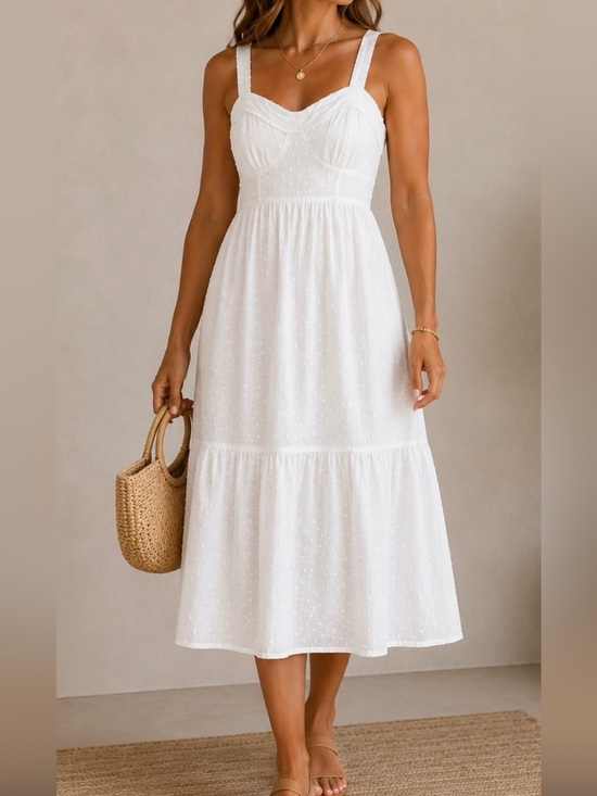 American Eagle Outfitters Dresses & Skirts - AMERICAN EAGLE Swiss dot white woman cotton milkmaid cottagecore midi dress XS